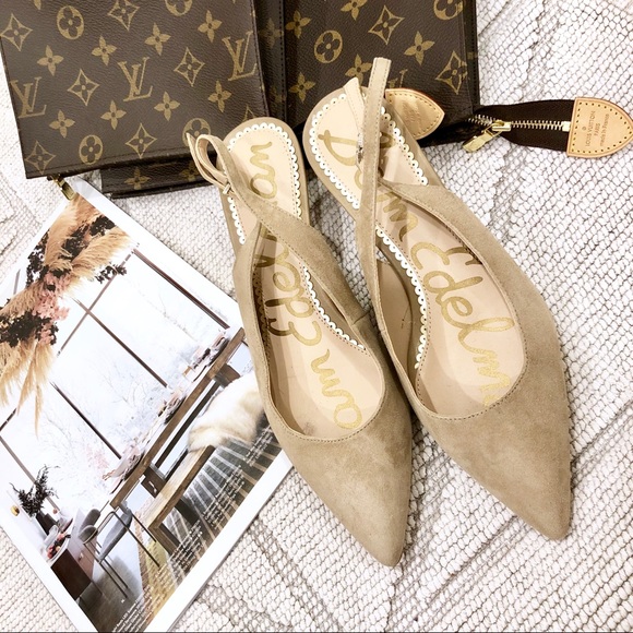 Sam Edelman Ludlow Kitten Heel Oatmeal Suede 5.5 - Picture 3 of 8